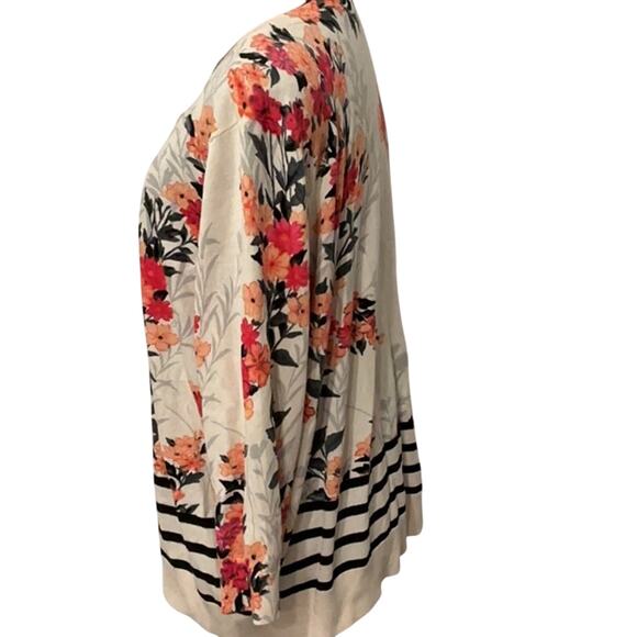 Talbots Woman’s Petites Floral  Cream Cotton Blend Sweater Cardigan Size 3XP - Picture 5 of 10